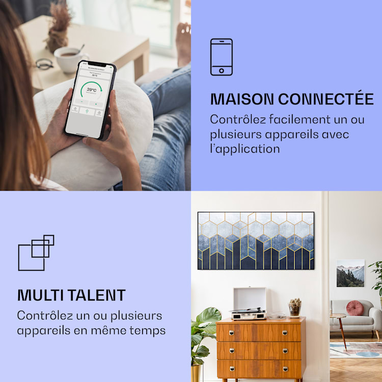 Radiateur infrarouge intelligent Wonderwall Air Art ligne bleue - 700W - Zone effective jusqu'à 14 m² - Design ultra-mince et connectivité WiFi_1