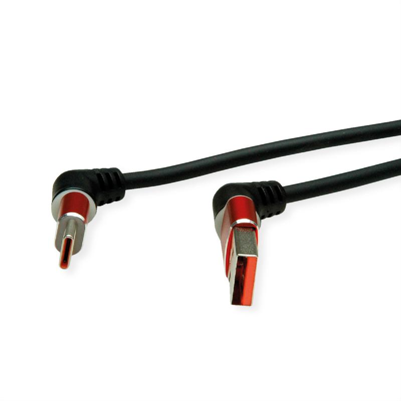 ROLINE Câble USB 2.0, C-A, M/M, rotation à 360°, rouge/noir, 1 m_1