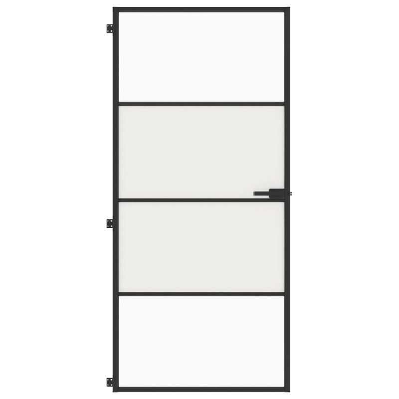 Vidaxl porte intérieure mince noir 93x201,5 cm verre trempé aluminium 155120_1