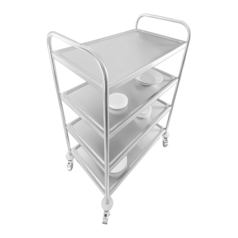 Chariot de service 4 plateaux en acier inoxydable_1