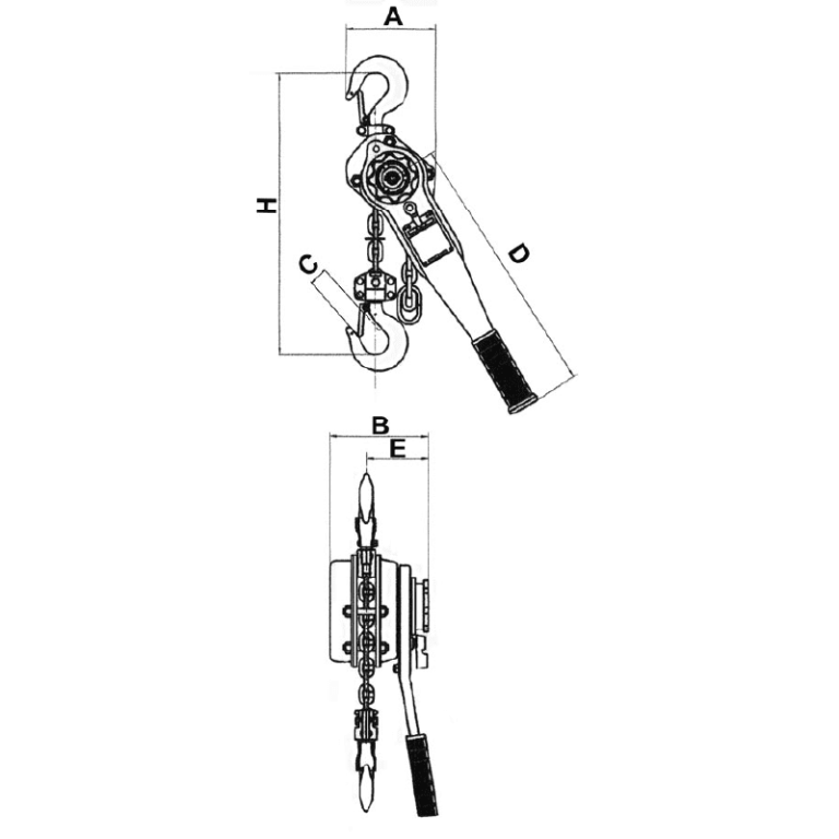 Palan à levier robuste Hadef® 50/07 - Capacité 0,75t à 6t - REF : 60000_1