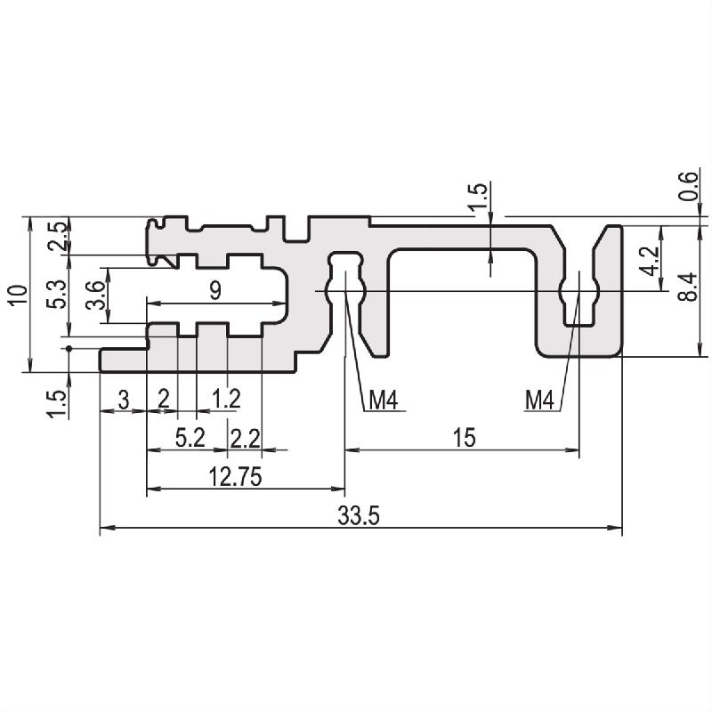 SCHROFF Devant de rail horizontal, Type H-KD, Lourd, Lèvre courte, 84 CV_1