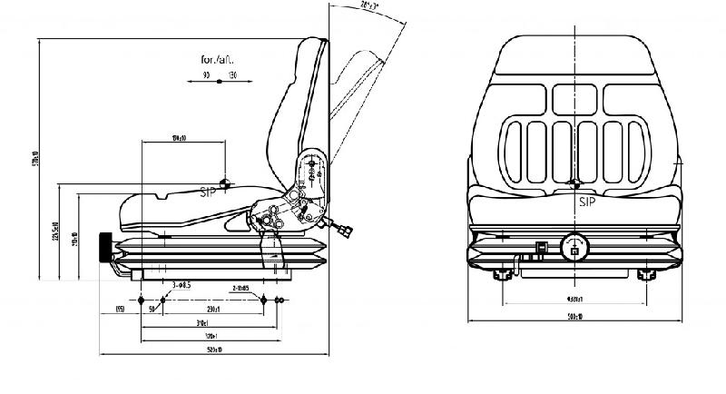 Siège de tracteur MGV 25 - suspension mécanique, réglage poids 50-130kg, dossier pliable_1