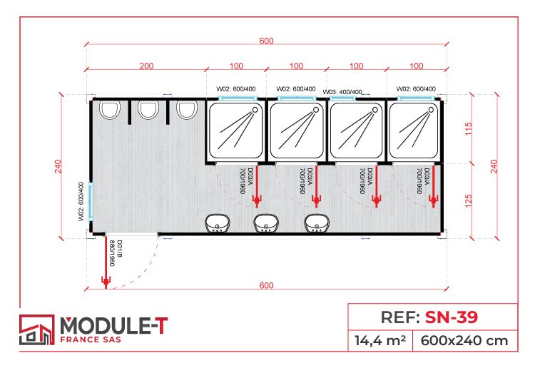 Bungalow Douche de 20 pieds Douches de chantier_2