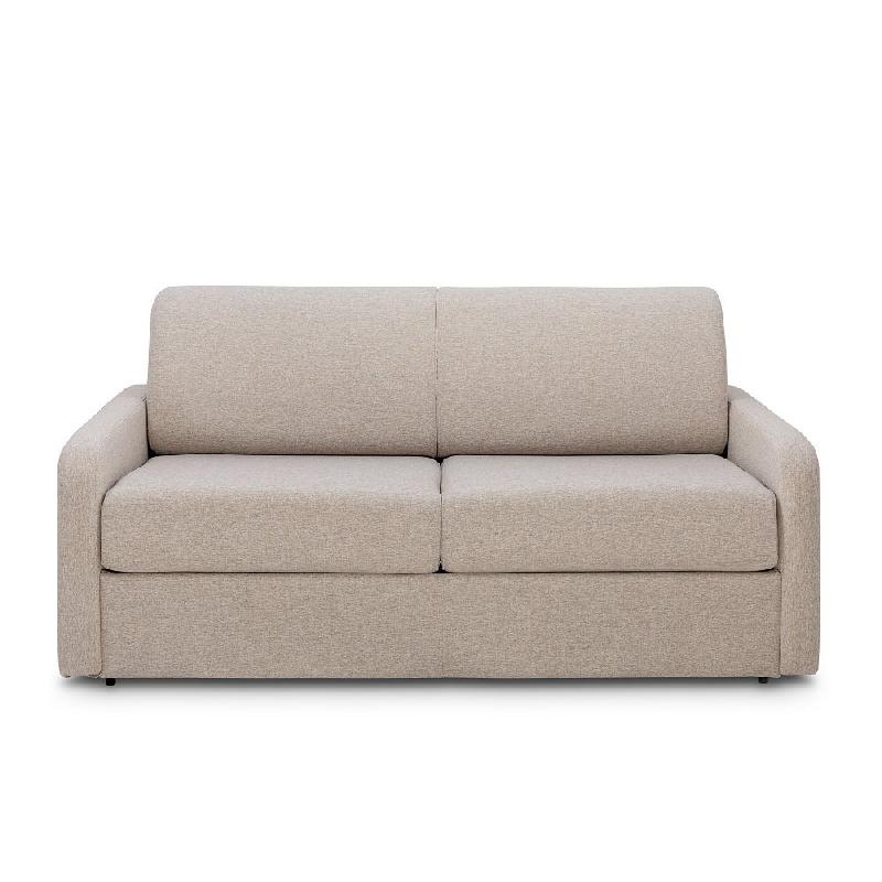 Canapé convertible express Mac Mahon - sommier à lattes 120 cm - matelas 16 cm tissu tweed beige_1