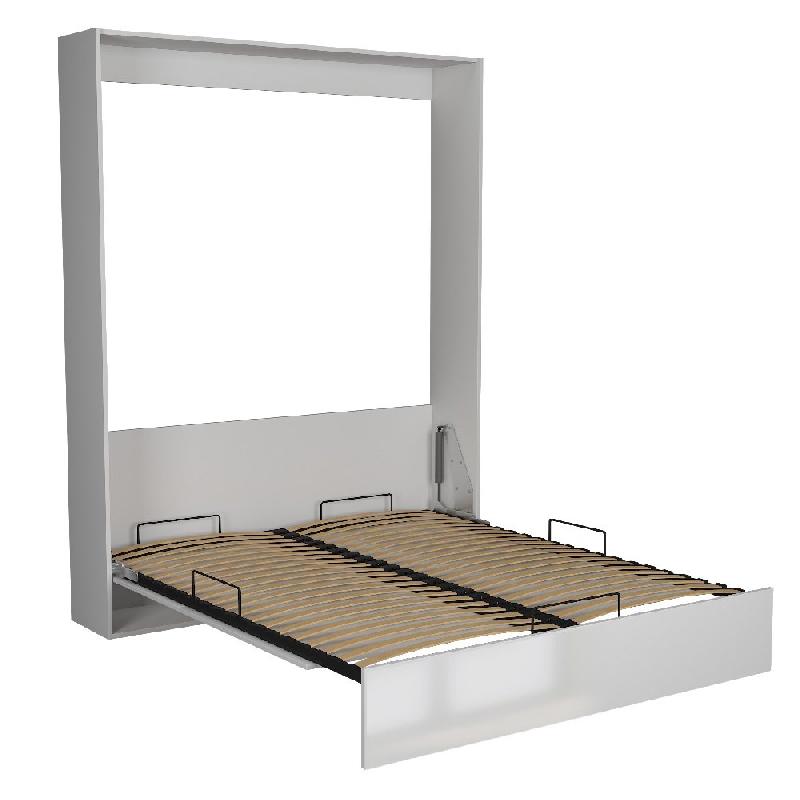 Lit escamotable studio - façade blanc brillant - couchage 160x200 cm - ouverture assistée et pied automatique_1