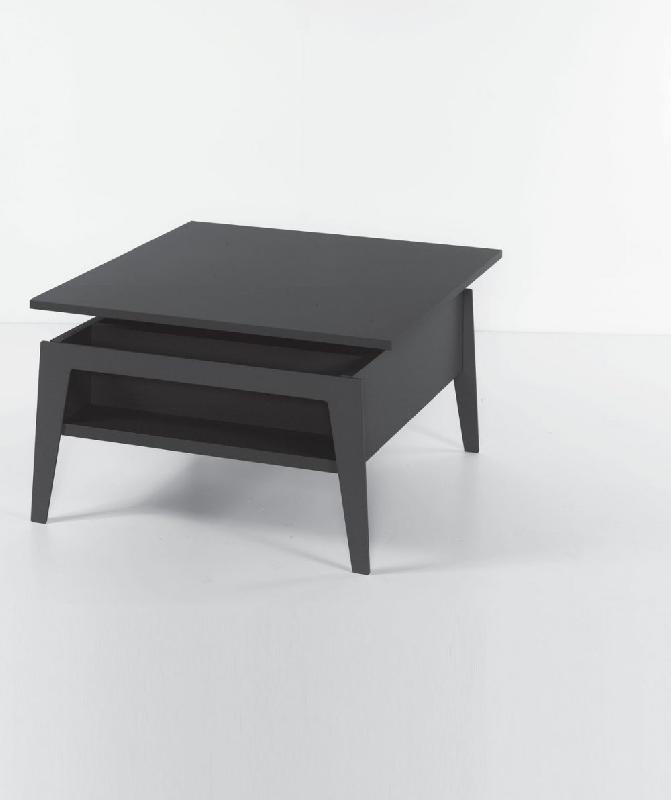 Table basse relevable gris ardoise Brighton 80x80 cm - Plateau bois stratifié, design moderne_1