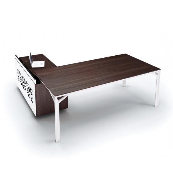 Bureau d'angle X8 avec caisson de rangement - Officity. - 231, Noyer canaletto, Droite_2