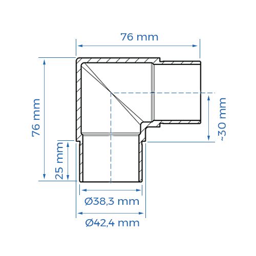Coude inox 90° angle droit - Ø42,4 mm_1