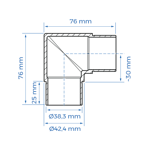 Coude inox 90° angle droit - Ø42,4 mm_1