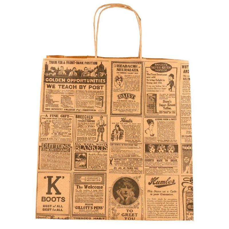 Sac kraft traiteur poignées torsadées Times 26+20x27cm - par 250_1