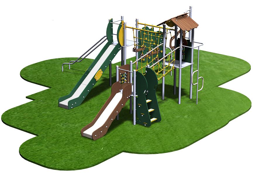 Structure de jeux inox 3 tours gamme Ama'Zone - AMA31503I - 3 toboggans et 2 ponts de corde_1