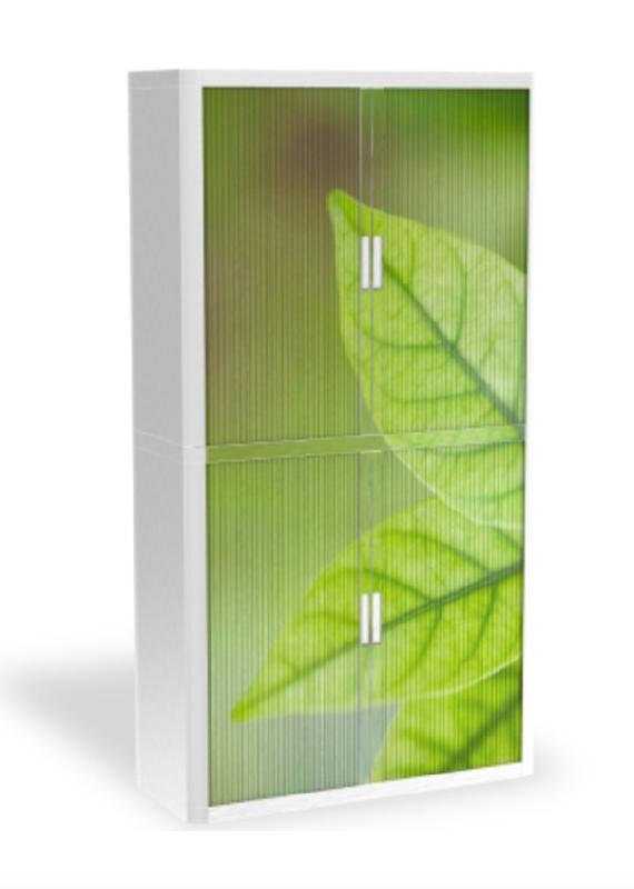 Armoire à rideaux avec décor nature - EasyOffice. - Feuille, Haute_1