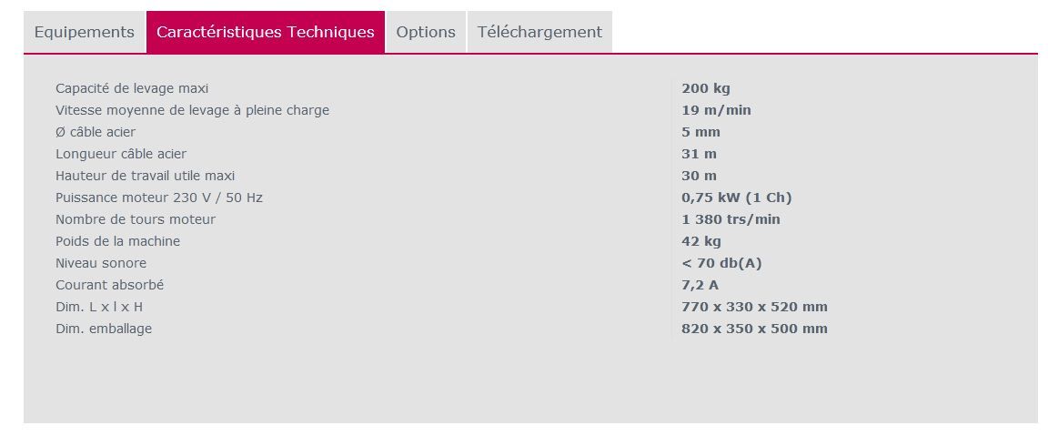Treuil élévateur ET 200 N - IMER France - portée 200 kg avec équipements de sécurité_1