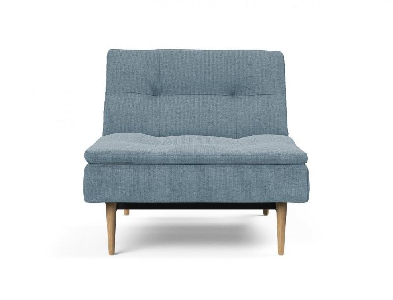 Fauteuil design Dublexo Styletto convertible lit 90x115 cm - pieds chêne naturel - tissu Soft Indigo_1
