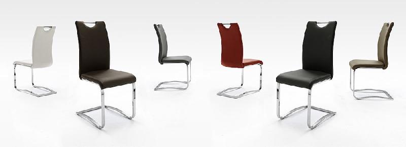 Lot de 4 chaises KILOU - tissu curry - piètement luge en tube laqué noir mat_1