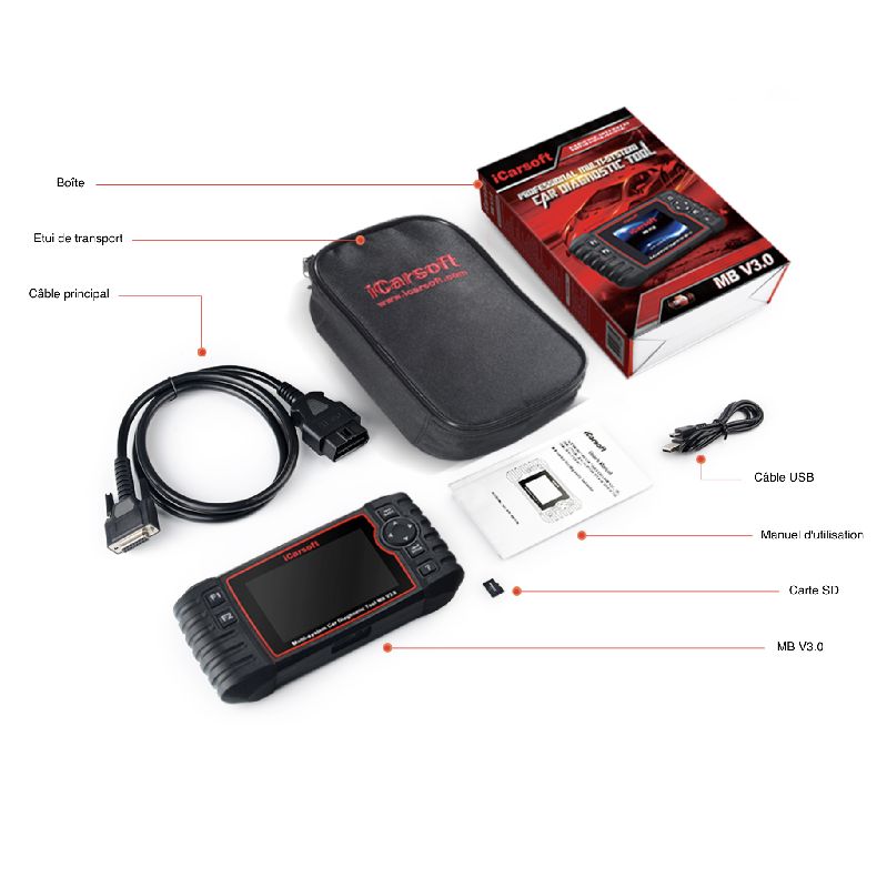 Valise diagnostic automobile iCarsoft MB V3.0 - Écran 4 pouces - Diagnostic complet pour Mercedes, Smart et Sprinter_1