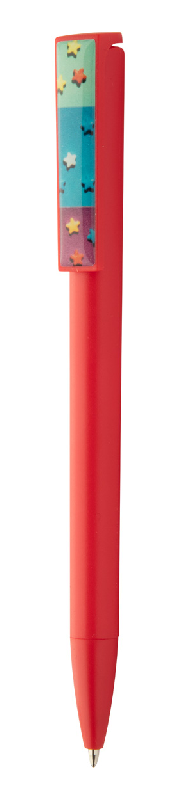 Stylo à bille en plastique - clip à mouvement spécial - encre bleue - couleur rouge - poids 9.2g_1