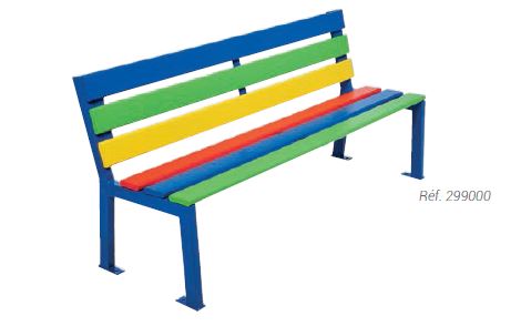 Banc silaos® junior - structure en acier 30 x 50 mm, ép. 2 mm - assise bois exotique - longueur 1500 mm - jesignale_1