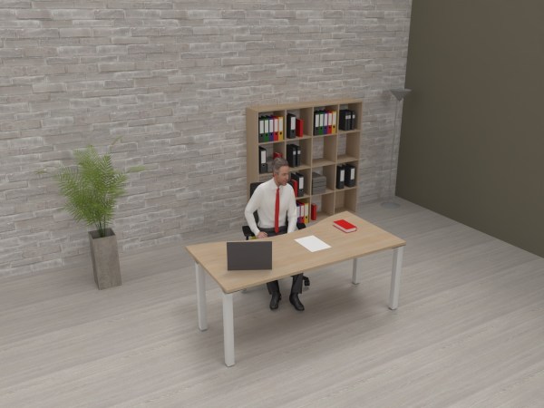 Bureau droit Exprim - mélaminé haute résistance, épaisseur 25 mm, piétement métal avec vérins_1