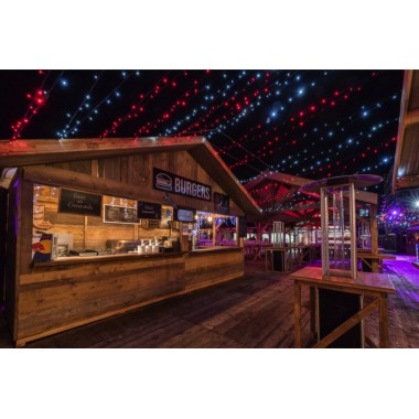 Chalet pliable pour marché de Noël, occasion - Ossature bois 45x120 et 45x60 - Modèle Alpes en vieux bois_1