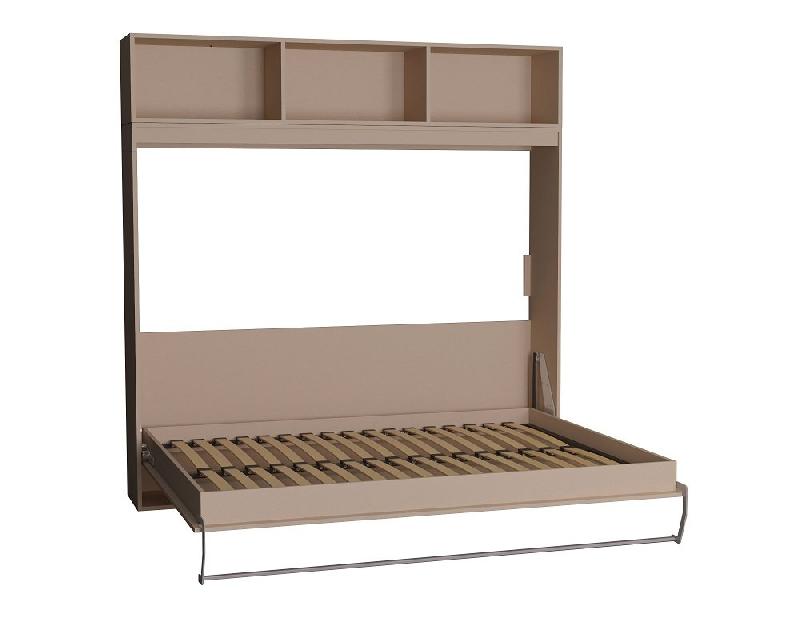 Lit escamotable STRADA-V2 taupe mat avec surmeuble 3 niches - Couchage 160 x 200 cm_1