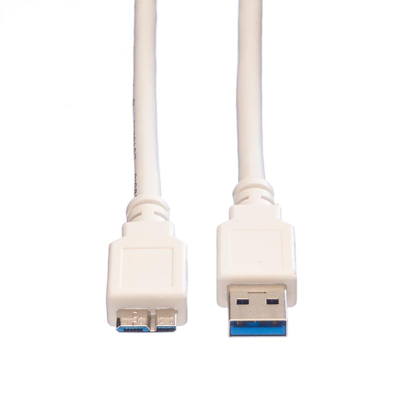 VALUE Câble USB 3.2 Gen 1, A M - Micro B M, blanc, 0,15 m_1