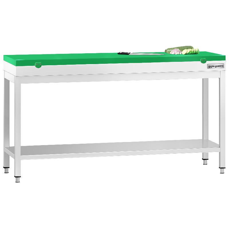 Table inox de découpe avec plan vert - Profondeur 600 mm | Ggm - 2000_1