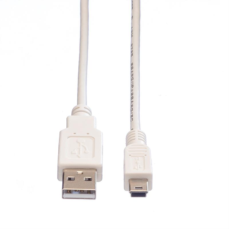 VALUE Câble USB 2.0, type A - mini 5-broches, blanc, 0,8 m_1