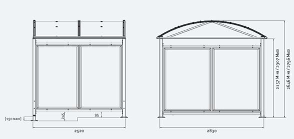 Abri vélos et motos voûte 'L' - profondeur 3 mètres - style classique - acier galvanisé et toiture en polycarbonate anti-UV_1