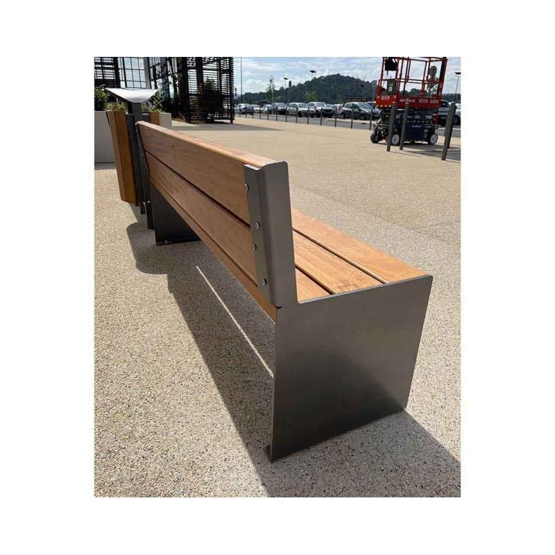 Bancs ligne KUB acier et bois_1