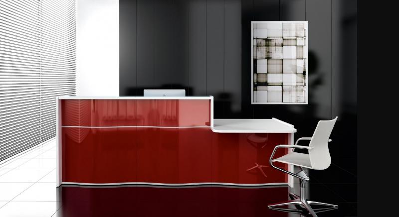 Banque d'accueil WAVE avec accès PMR - MDD - Blanc brillant, Droite, 253_2