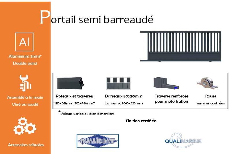 Portail coulissant semi barreaudé - 4500 / 1700_1