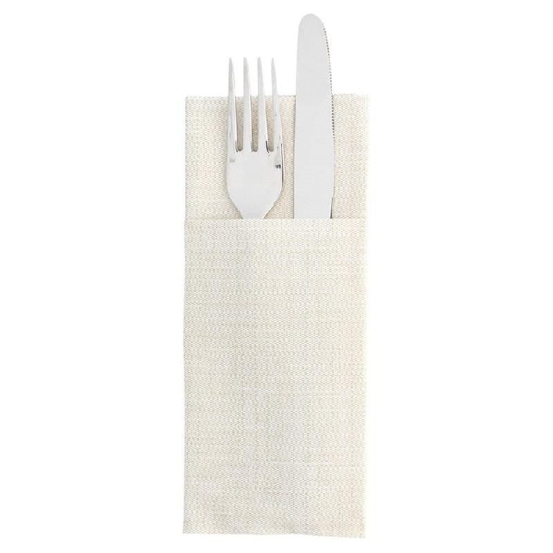 Serviette-étui pour couverts intissé effet matière ivoire 33x40cm - par 700_1