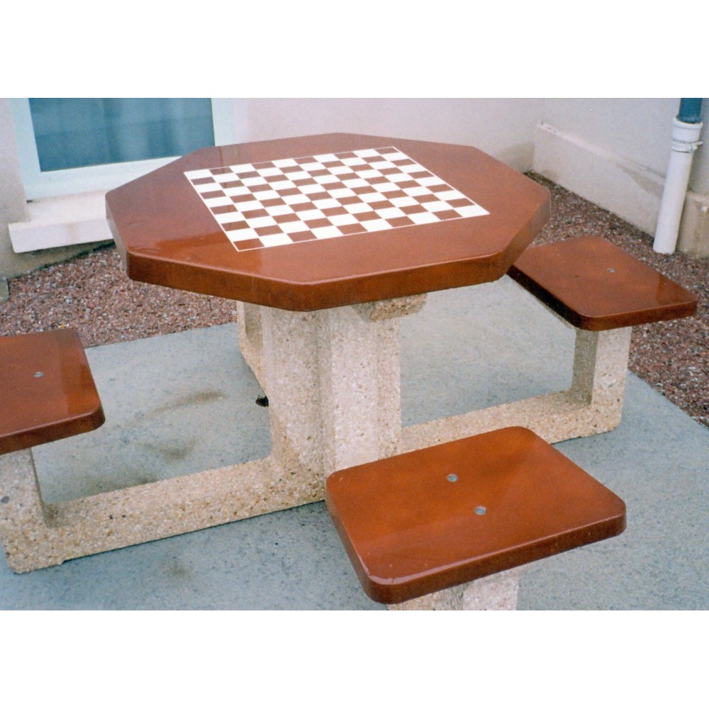 Table de jeu echecs ou dames / béton / polygonale_2