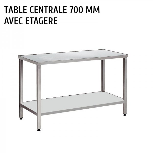Table centrale inox largeur 700 – étagère