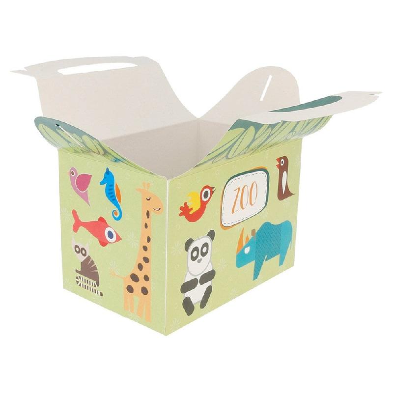 Boite menu à poignée enfants Zoo carton 17x16x10cm - par 50_1