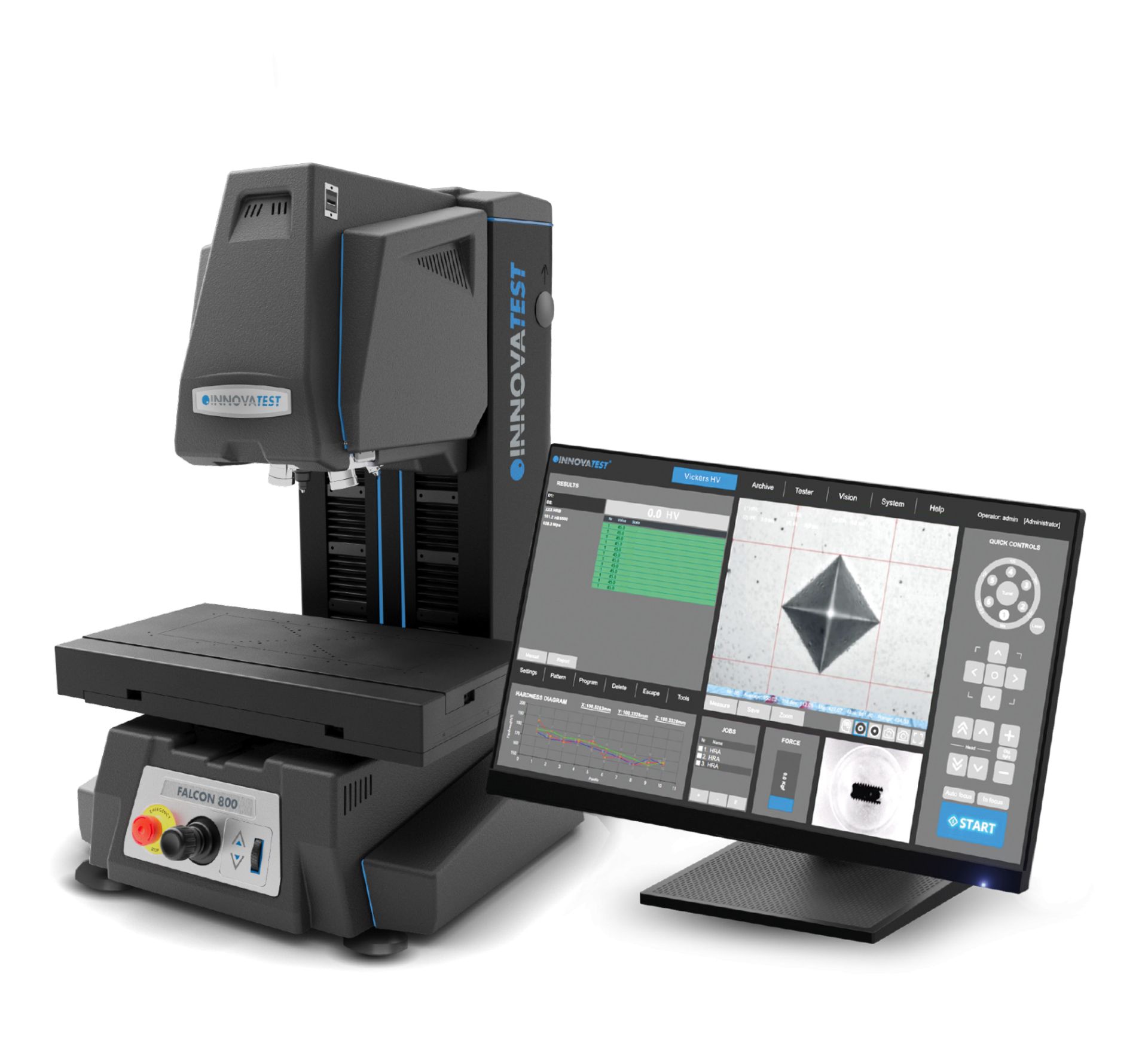 Duromètre Micro/Macro Vickers avec table motorisée en Z - FALCON 800G2 B - Innovatest France, technologie avancée et précision exceptionnelle_0