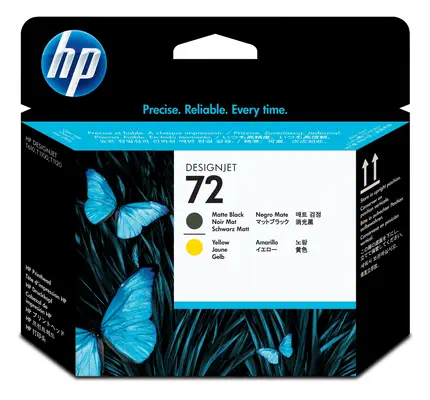 HP 72 tête d'impression DesignJet noir mat et jaune_1