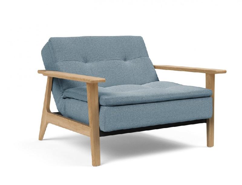 Fauteuil design convertible Innovation Living Dublexo Frej - Lit 90x115 cm - Piétement chêne clair - Soft Indigo_1