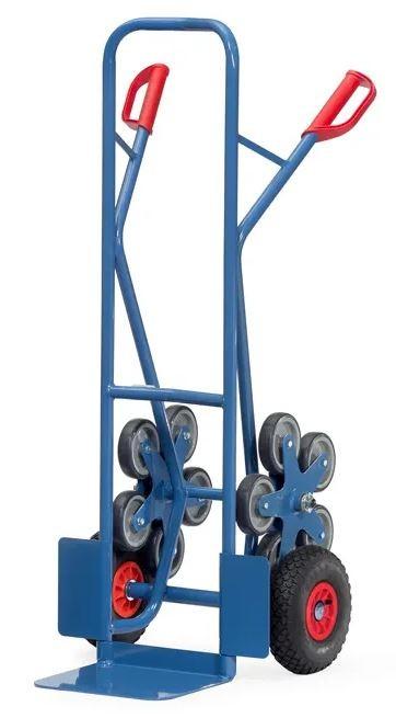 Diable escalier en acier - 5 roues - Charge 200 kg - Poignées de sécurité - 10 roues TPE Ø160 mm + 2 roues gonflables_1