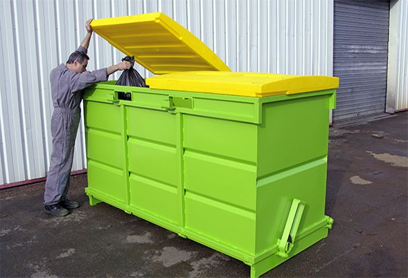 Fap-c - Benne à fond ouvrant avec couvercle polyéthylène - Goubard SARL - Capacité de 1280 à 2570 L_1