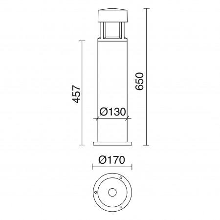 Borne Mini NICO IP65 E27 70W - Oxyde brun - Hauteur 45.7 cm - Aluminium - IK08_1