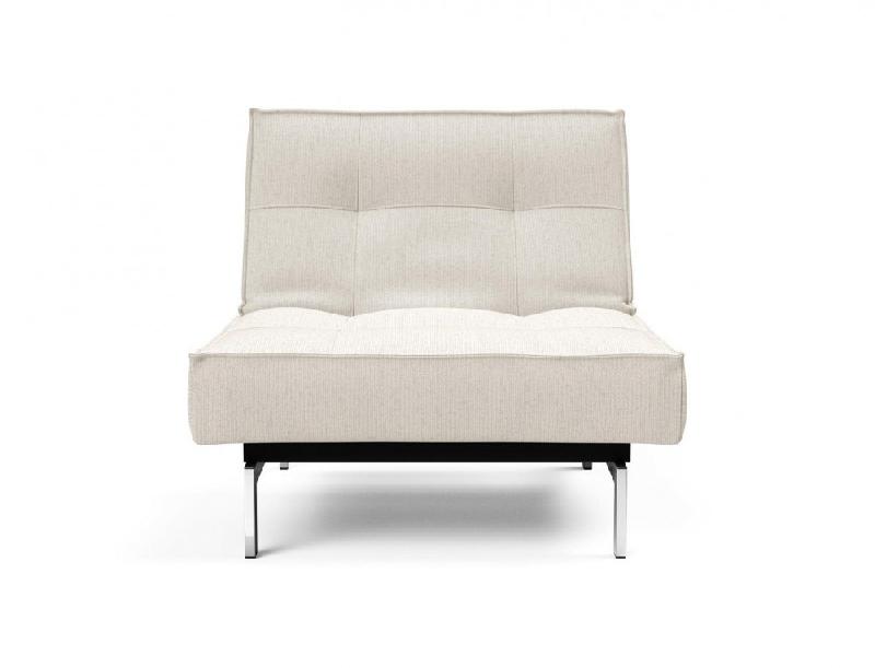 Innovation Living - Fauteuil design Splitback Chrome convertible lit 90x115 cm - tissu bouclé Off White_1
