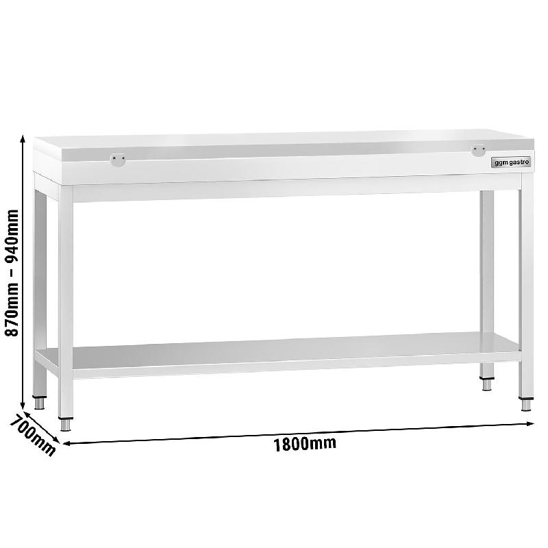 Table inox de découpe avec plan blanc - Profondeur 700 mm | Ggm - 1800_1