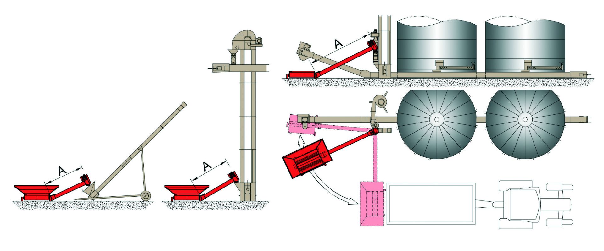 Trémie agricole mobile TM160 et TM219 avec auge, vannes d'ajustement du débit - Denis_1