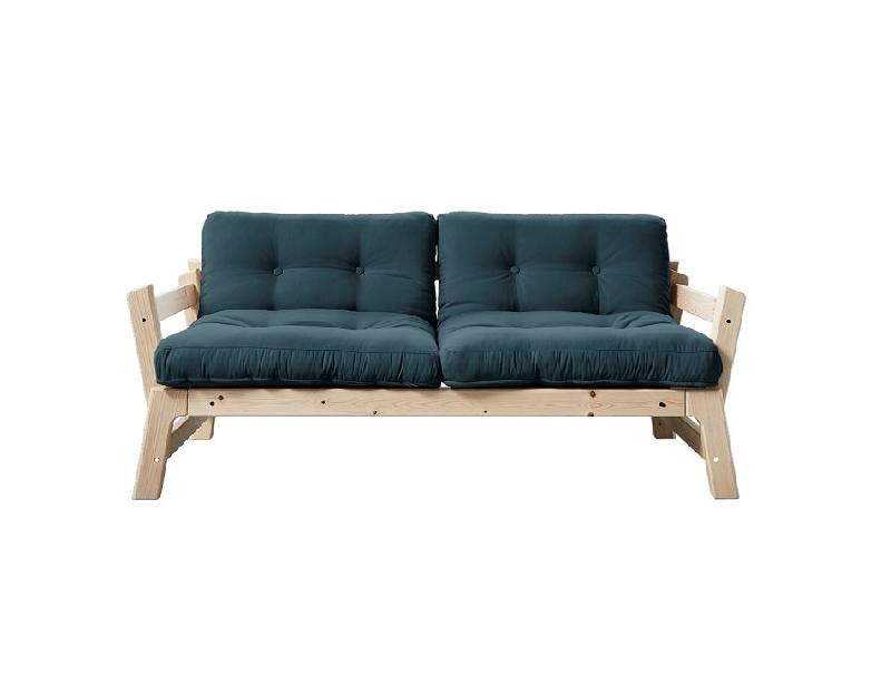 Banquette convertible méridienne futon STEP en pin massif - coloris bleu pétrole - couchage 70x200 cm - marque KARUP_1