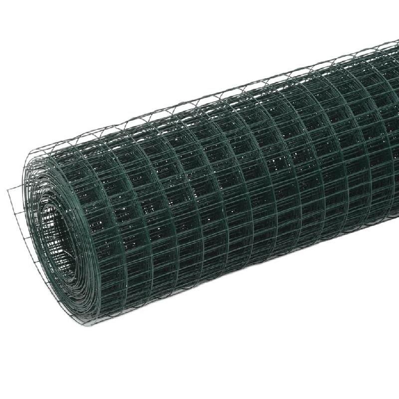 Vidaxl grillage acier avec revêtement en pvc 10x0,5 m vert 143625_1