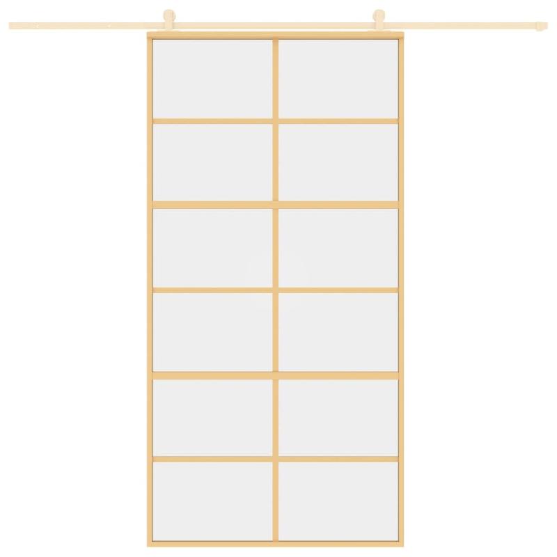 Vidaxl porte coulissante doré 102,5x205cm verre esg clair et aluminium 155168_1