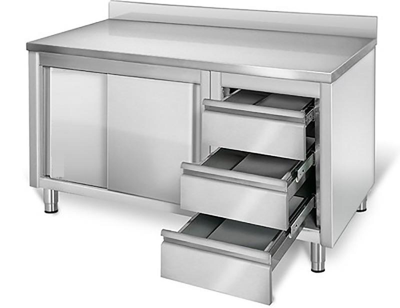 Armoire inox sur pieds 160x60cm - tiroirs à droite_1